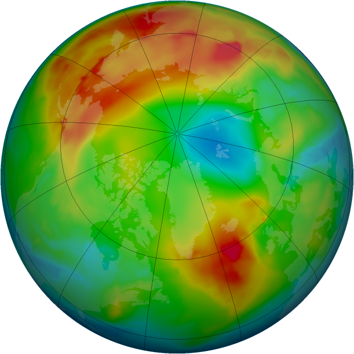 Arctic ozone map for 12 January 2014